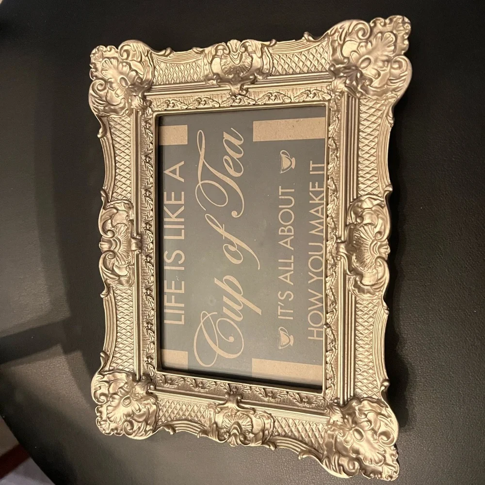Kirklands Silverish Gold Ornate Decorative 4x6” Frame with Quote